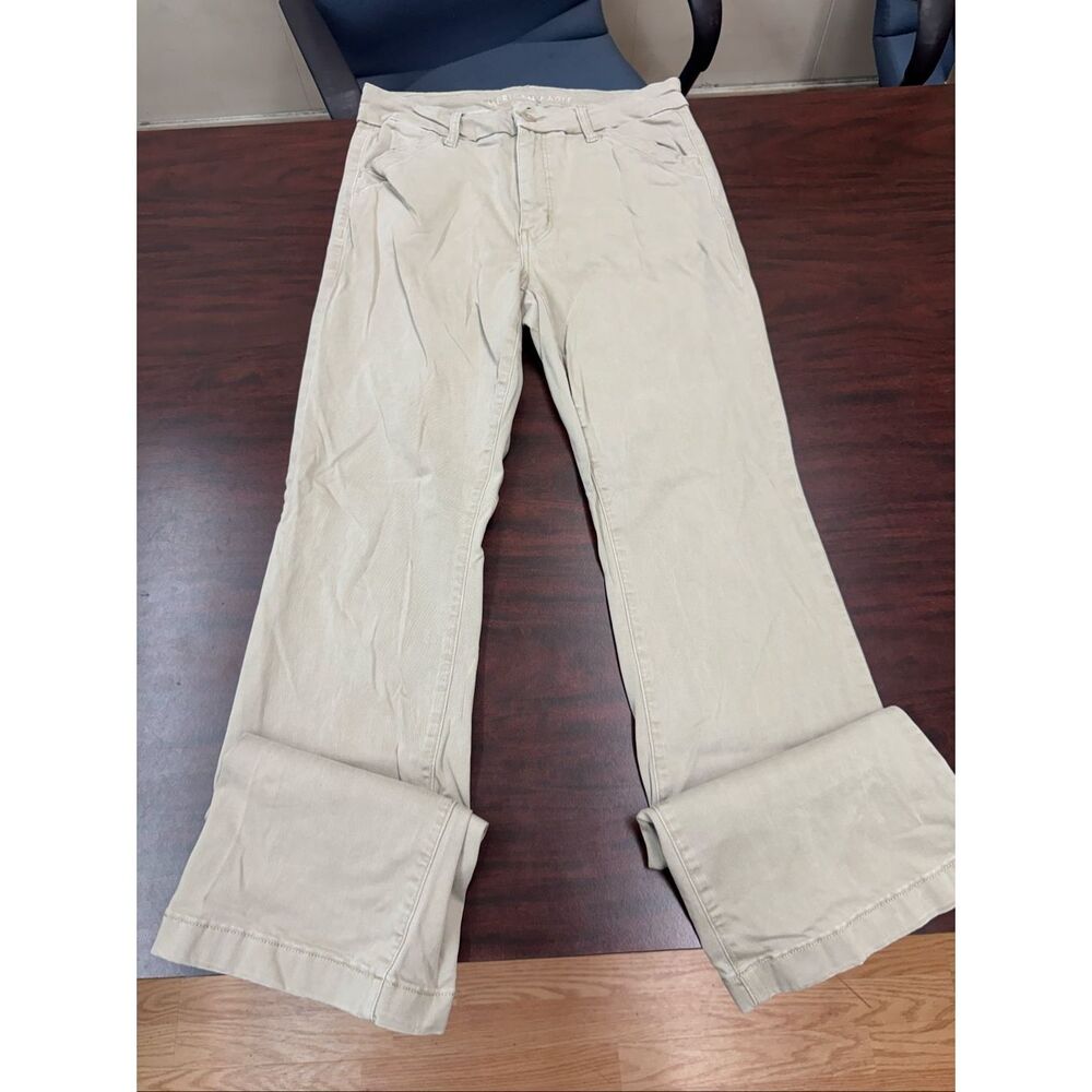American Eagle Stretch High-Rise Kick Boot Khaki Pants Size 10